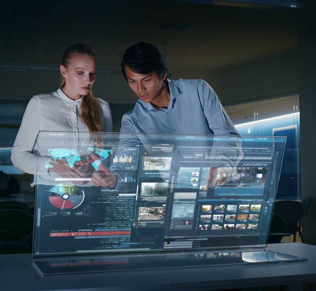 Multiple people viewing a digital environment