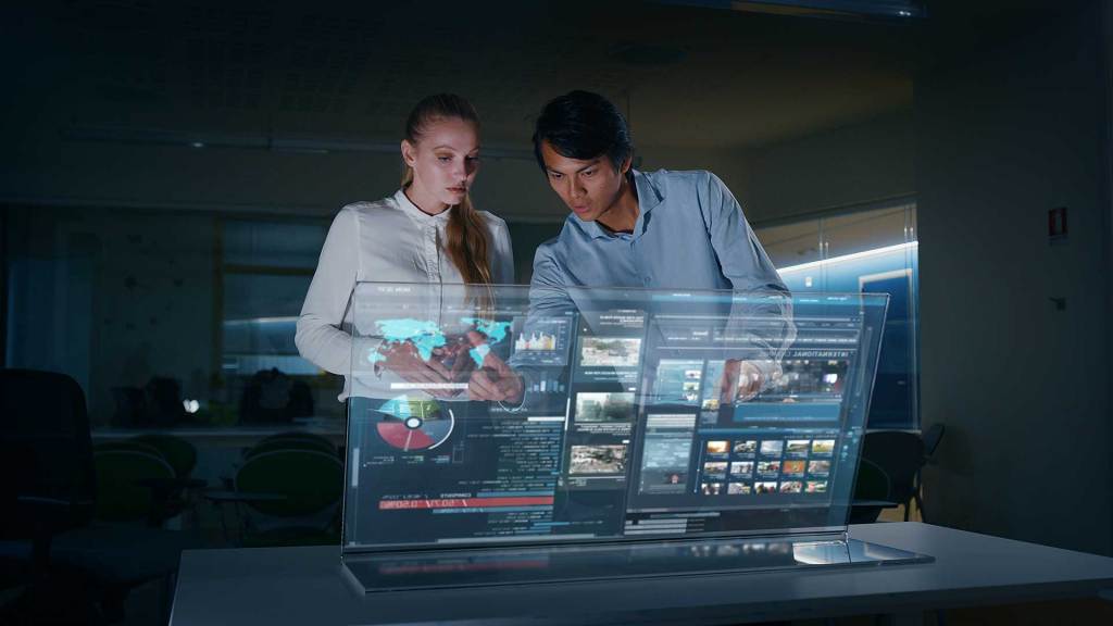 Multiple people viewing a digital environment