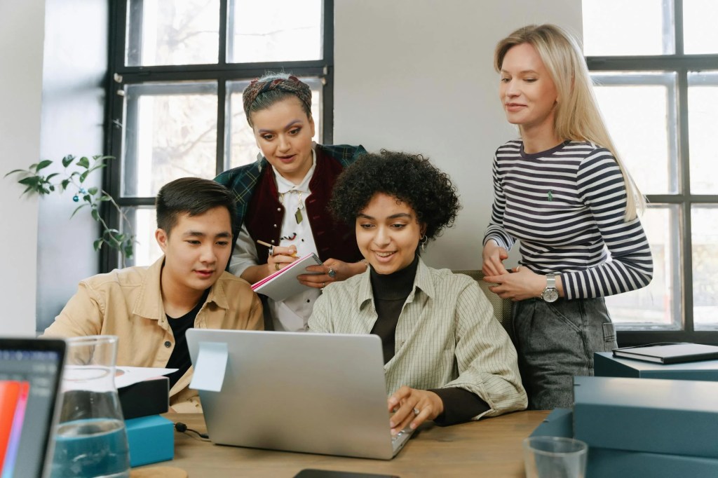 Group of employees working on a project