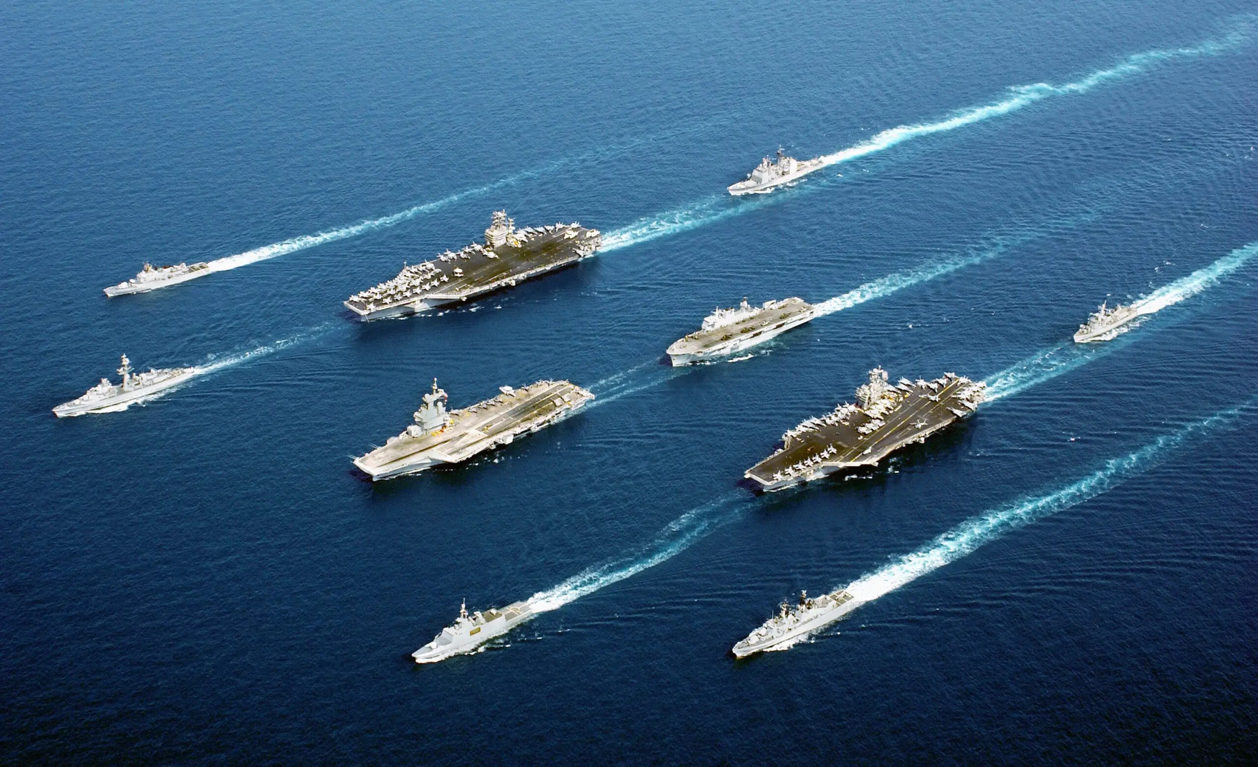 Fleet of navy ships